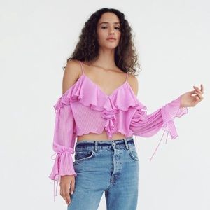 Zara Ruffle Pleated Top